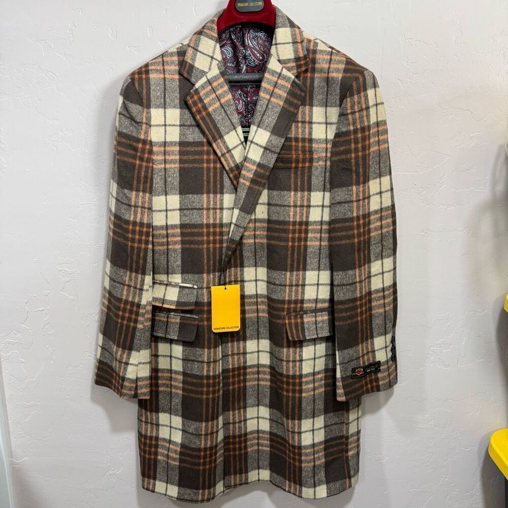 The Signature Collection Car Coat Taupe Plaid